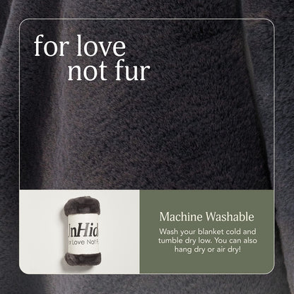 UnHide Lil’ Marsh Faux Fur Blanket - Lightweight, Soft Throw Blanket - Machine Washable - Ideal for Bed, Couch, or Reading Chair- Medium (60" x 80") Charcoal Charlie