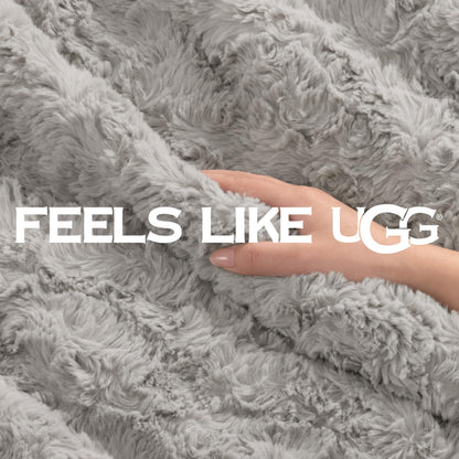 UGG Adalee Faux Fur Throw Blanket for Couch, Cozy Fuzzy Blanket for Chair or Bed, Easy Care Reversible Fluffy Throw, Luxury Home Decor, 50-inch x 70-inch, Seal Grey