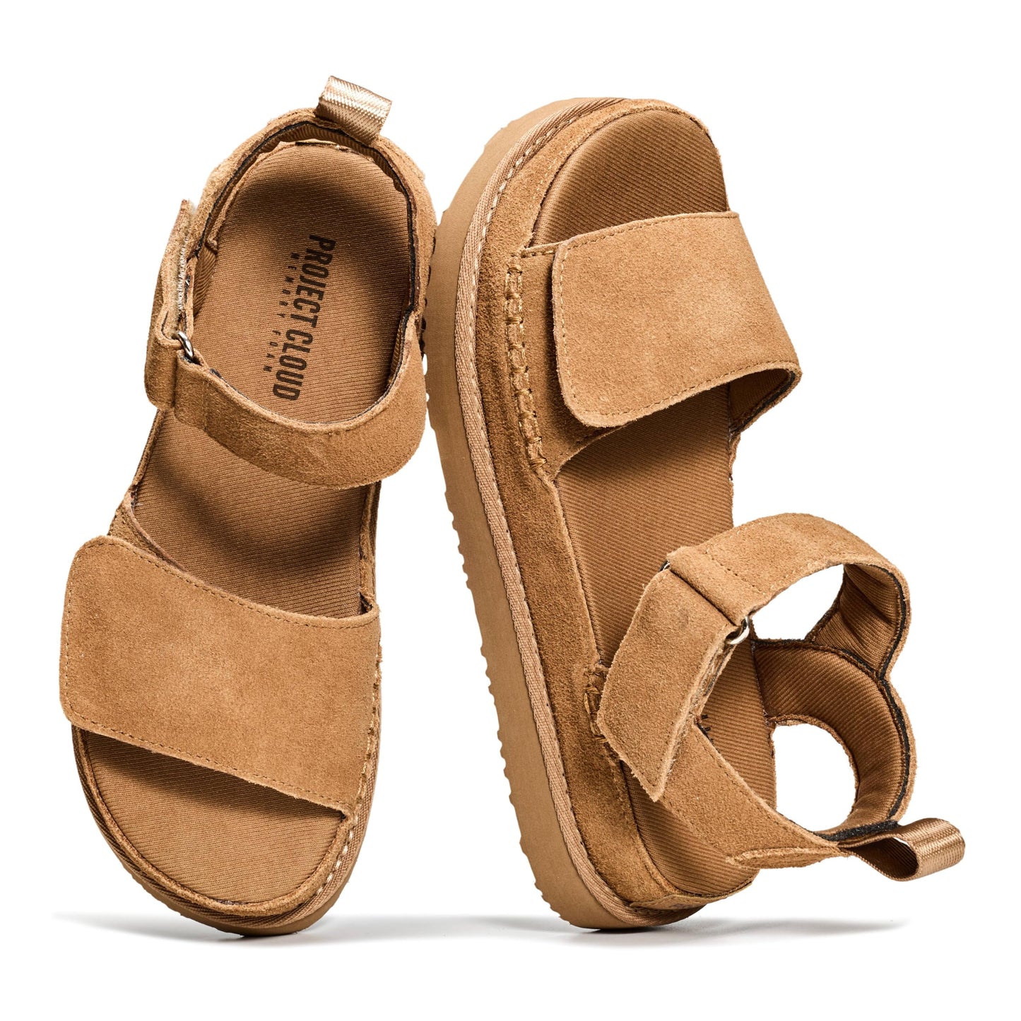 Project Cloud 100% Genuine Leather Platform Sandals For Women-Memory Foam Insole Slip Resistant Chunky Womens Sandals with adjustable straps-Wedge Sandals for Women 2026 (Bronzestar, CHSTNUTSDE,8.5M)