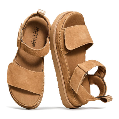 Project Cloud 100% Genuine Leather Platform Sandals For Women-Memory Foam Insole Slip Resistant Chunky Womens Sandals with adjustable straps-Wedge Sandals for Women 2026 (Bronzestar, CHSTNUTSDE,8.5M)