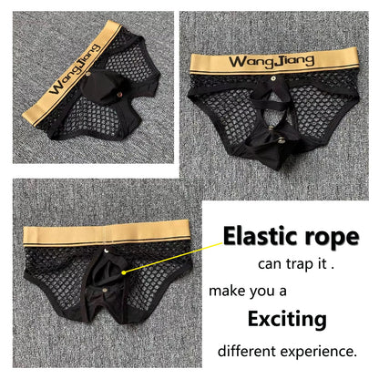 Kinizpl Men's Jockstrap Underwear Breathable Mesh Adjustable Underwears with Removeable Pouch Men Jock Strap Athletic Supporters Black