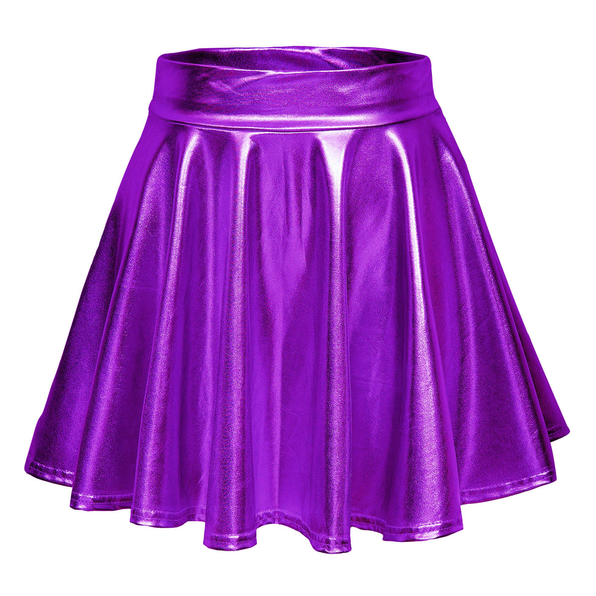 Sissy Shiny Metallic Wet Look Flared Mini Skirt