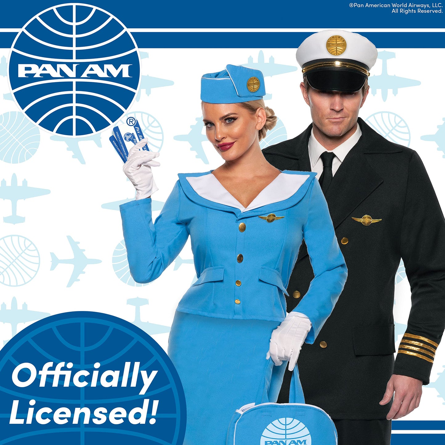 Official PAN AM® Stewardess Accessories - Licensed PAN AM® Airline Stewardess Accessory Kit, Includes 5 Pieces for Your Halloween Costume, One Size