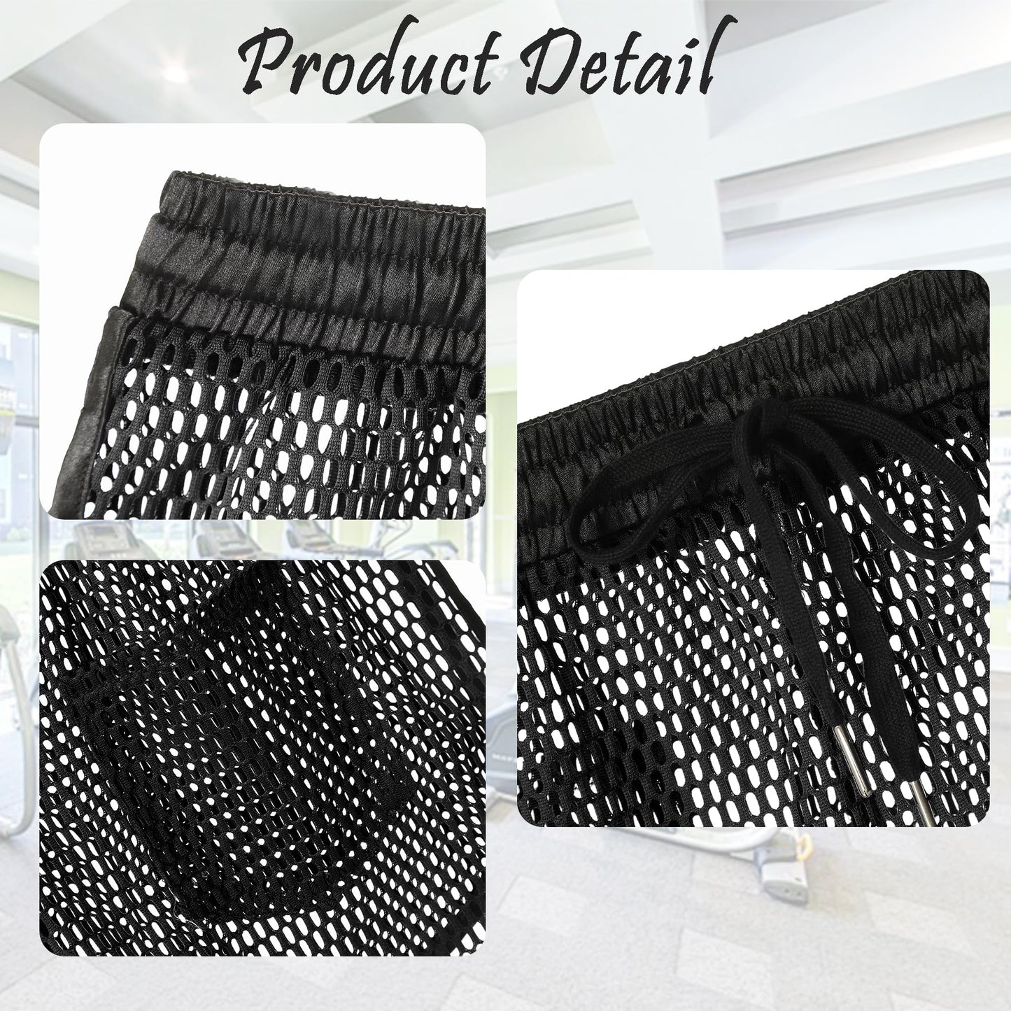 QiaTi Men's Mesh Shorts See Through Underwear Breathable Fishnet Rave Shorts for Men Black