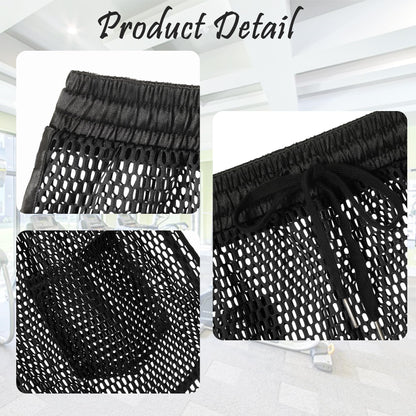 QiaTi Men's Mesh Shorts See Through Underwear Breathable Fishnet Rave Shorts for Men Black