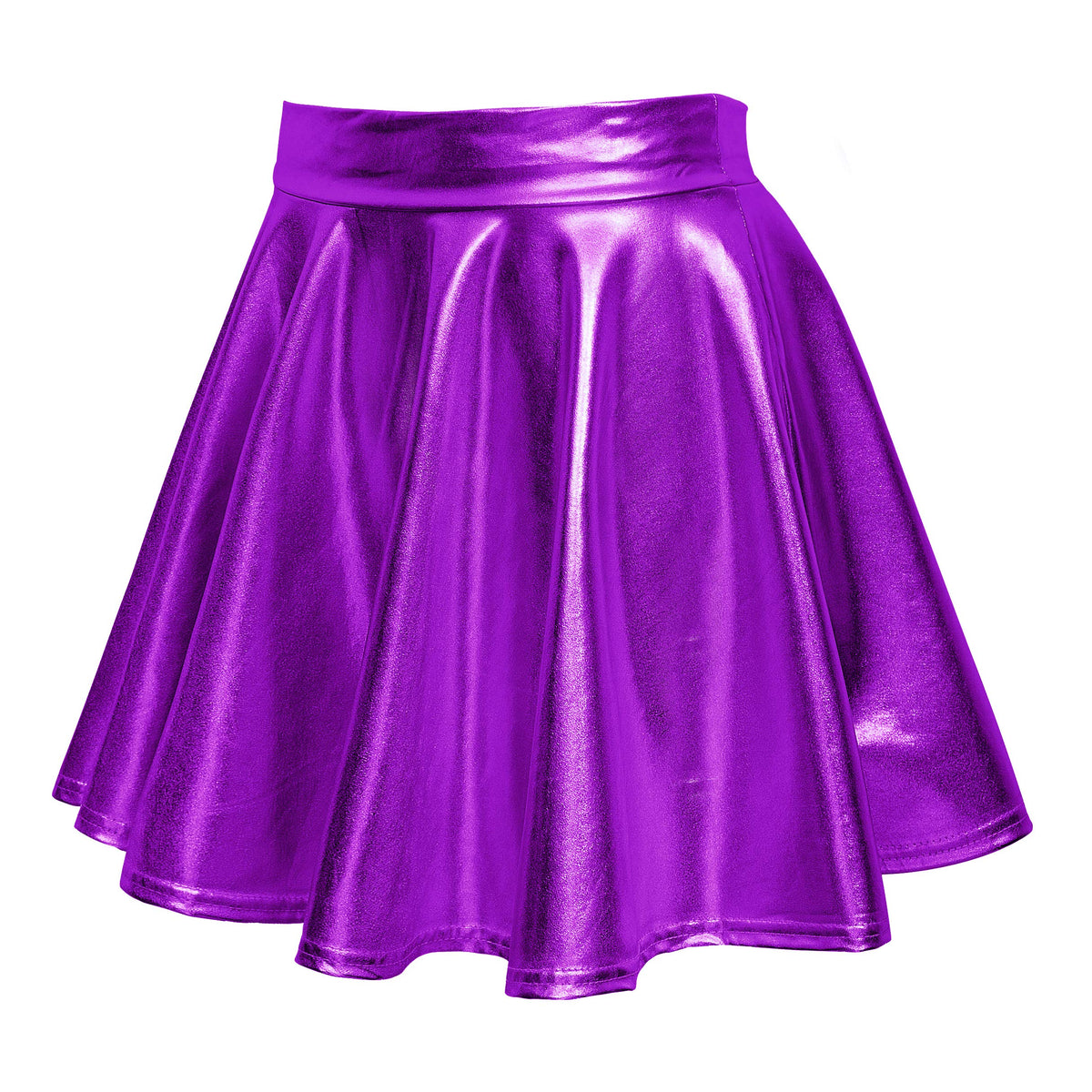 Sissy Shiny Metallic Wet Look Flared Mini Skirt