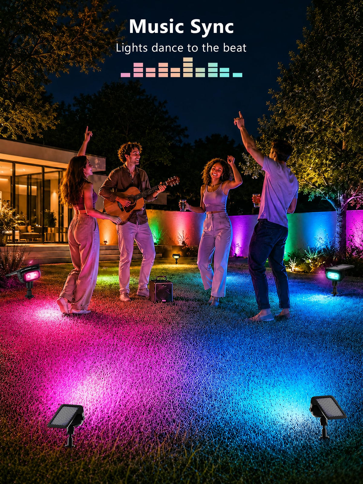 Smart Solar Spot Lights Halloween, Outdoor Yard RGBCW Spotlight