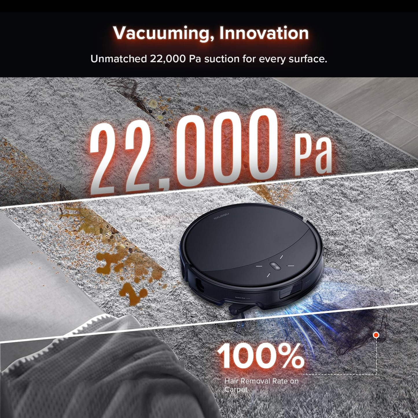 roborock Saros 10R Robot Vacuum and Mop, 22,000 Pa Suction, Zero-Tangling, 3.14’’ Ultra Slim, FlexiArm Riser Technology for Carpet & Floor, Corner & Edge Cleaning, Self-Emptying, Hot Air Drying, Black