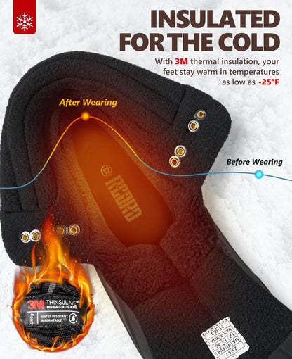 R CORD Snow Boots for Men Mens Snow Boots Winter Hiking Boots Waterproof Insulated Brown Size 9