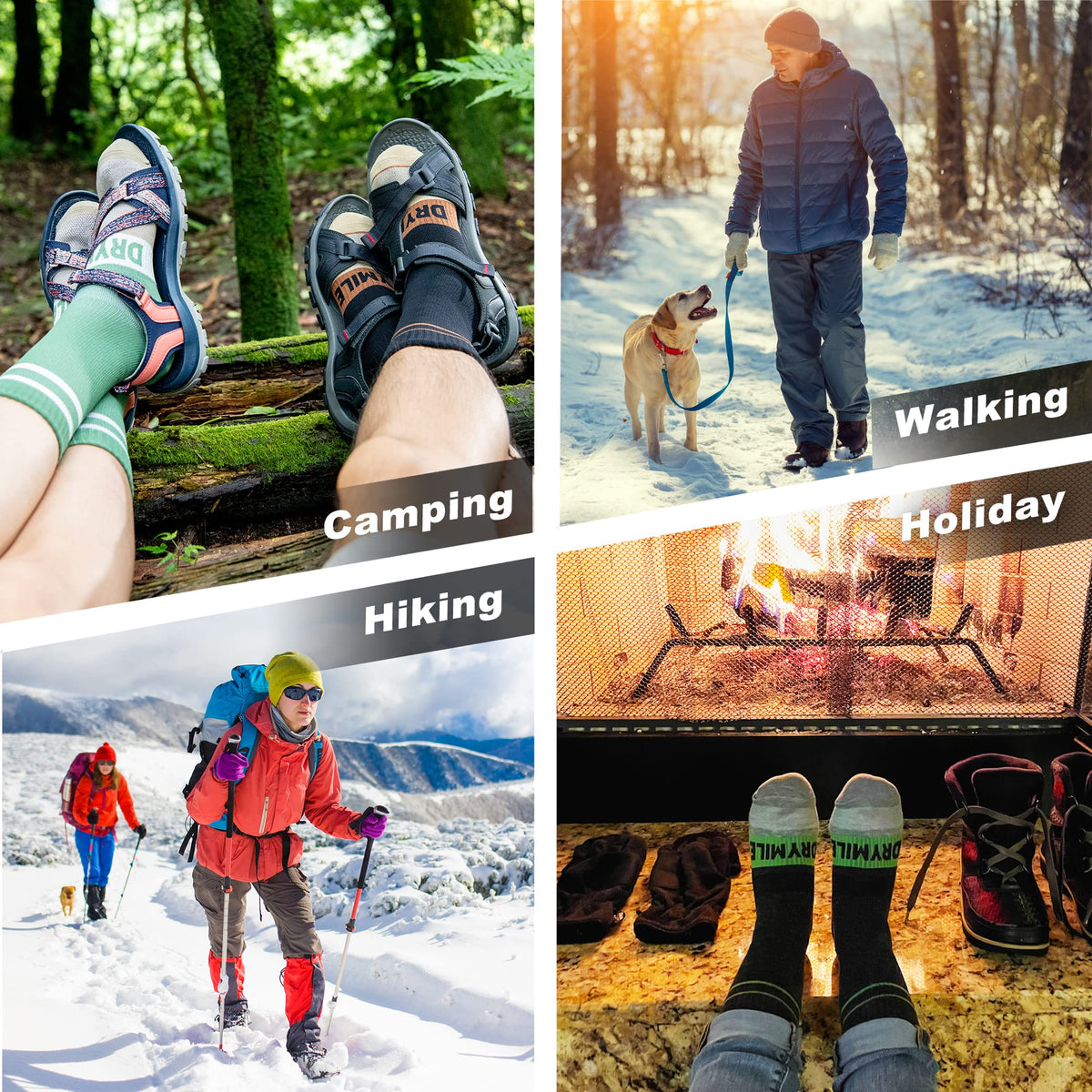 DRYMILE Mountain Waterproof Wool Socks, Warm Cushioned Crew for Hiking