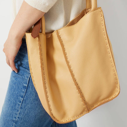 The Sak Los Feliz Crossbody Bag in Leather, Large, Lined Purse with Single Adjustable Shoulder Strap, Buttercup