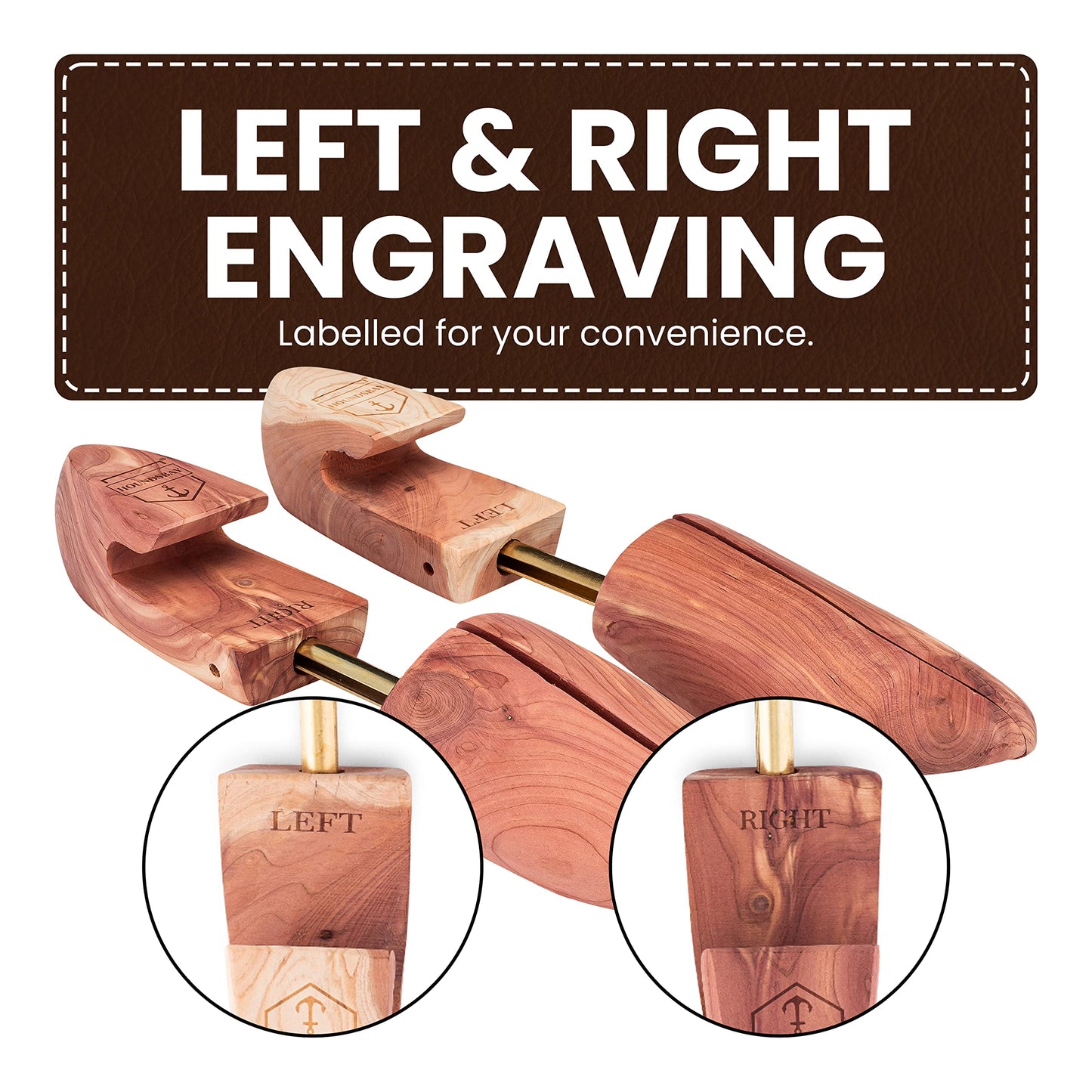 HOUNDSBAY Cedar Shoe Tree - Shoe Trees for Men & Women, Sneakers, Widener & Shaper