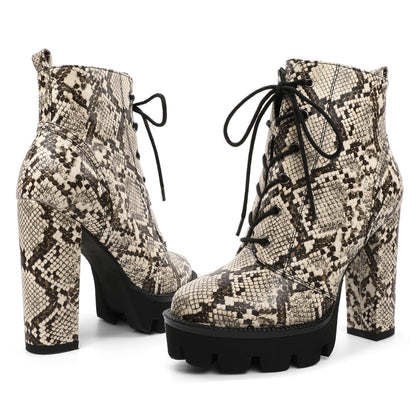Mettesally Women's Platform Ankle Boots Non Slip Booties Shoes Size 8