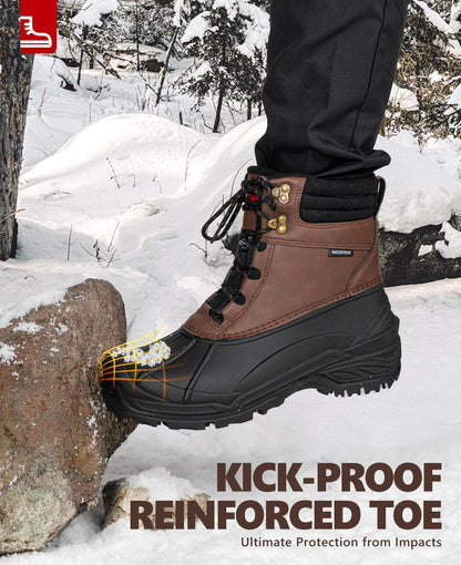 R CORD Snow Boots for Men Mens Snow Boots Winter Hiking Boots Waterproof Insulated Brown Size 9