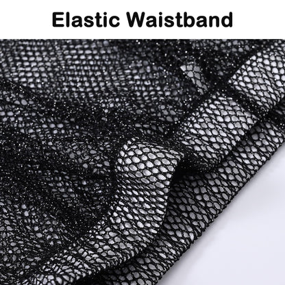 Men's Sparkly Sheer Mesh Boxer Shorts See Through Fishnet Underwear Trunks Lounge Pajama 1 Pack of Black XL