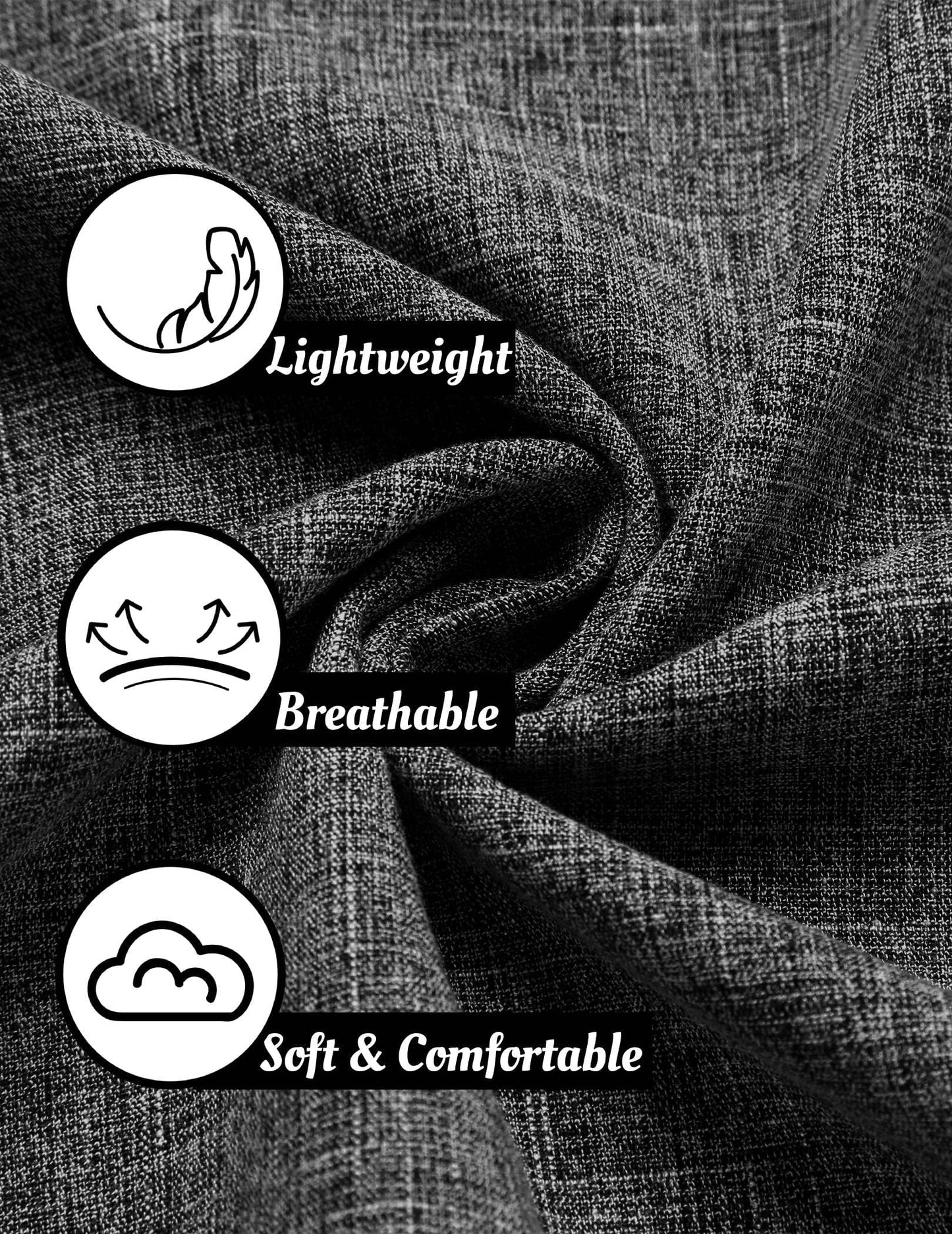 COOFANDY Men's Linen Wedding Shirts - Short Sleeve, Button Up, Casual, Relaxed-Fit Dark Grey