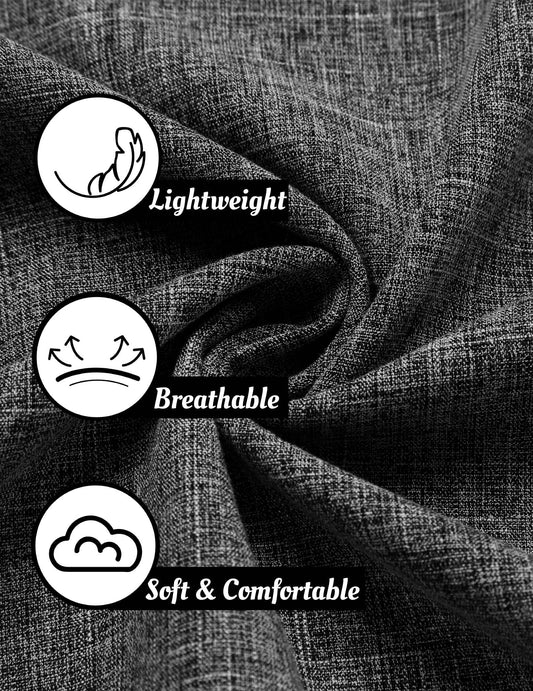 COOFANDY Men's Linen Wedding Shirts - Short Sleeve, Button Up, Casual, Relaxed-Fit Dark Grey