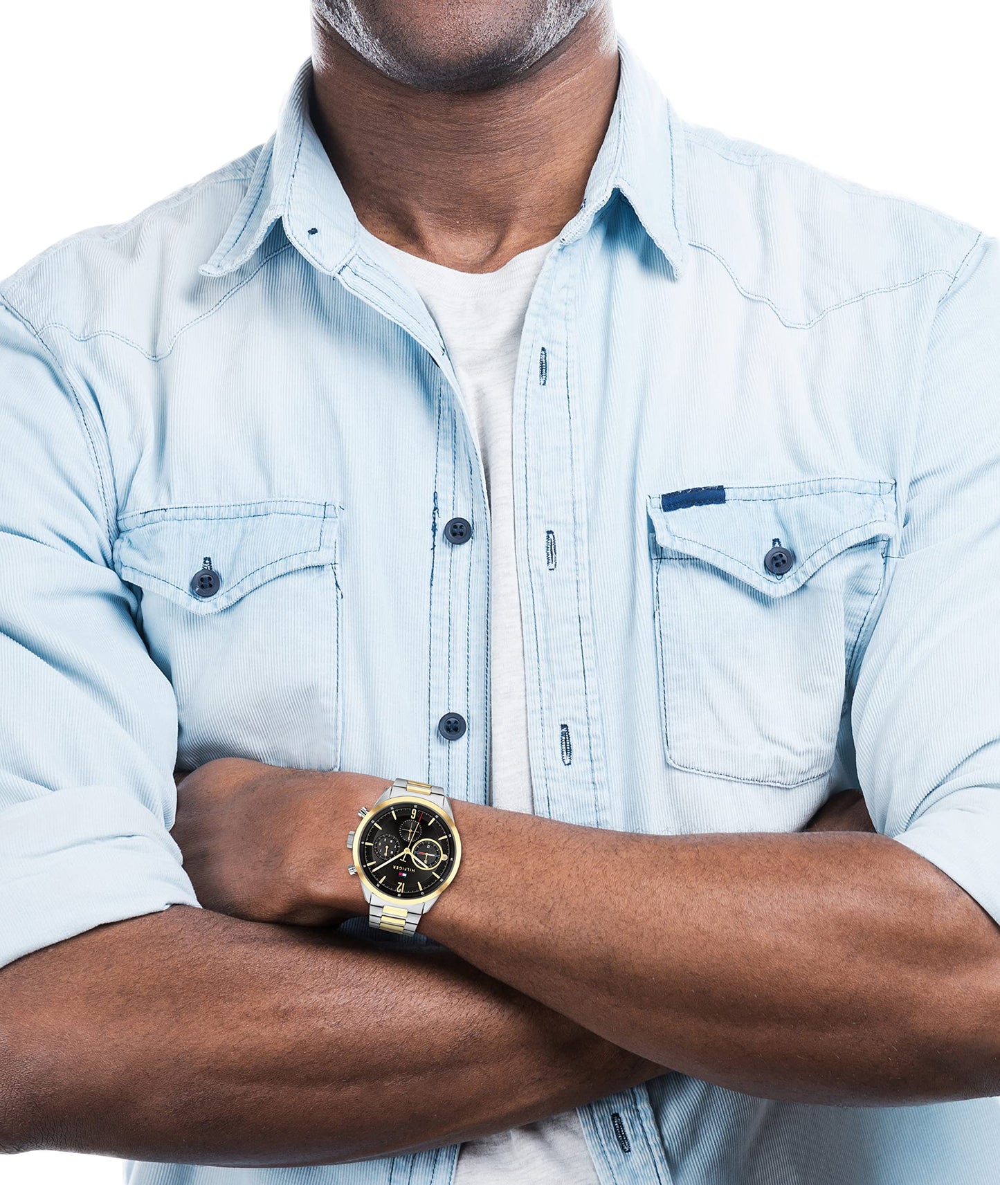 Tommy Hilfiger Men's Multifunction Two Tone Stainless Steel and Link Bracelet Watch, Color: Two Tone (Model: 1791944)