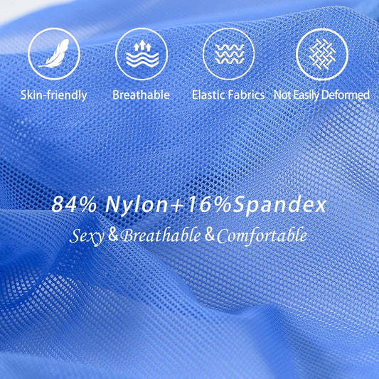 Mens See Through Underwear Bulge Enhancing Thongs Sexy Sheer Mesh G-String Bikini Blue 2XL