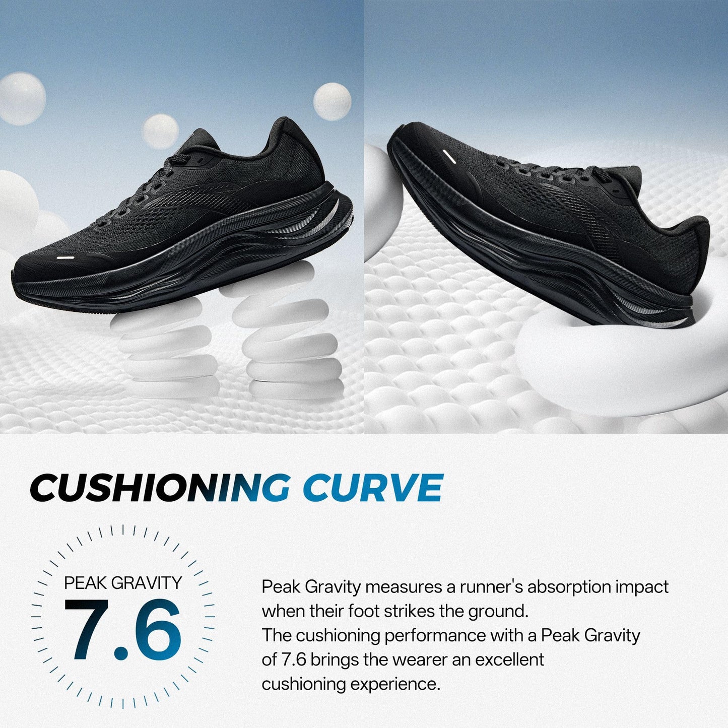 ANTA Women’s PG7 Running Shoes Cushioning Comfortable Breathable Athletic Workout Gym Cross Trainer Sports Sneakers, Black, 10