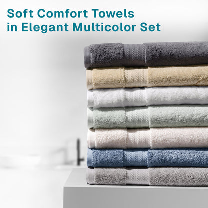 Fabdreams 100% Organic Cotton Bath Towel Set of 6 700 GSM Hotel Premium Plush Absorbent Soft Durable Skin-Friendly Spa Quality Bathroom Comfort with 2 Bath 2 Hand Towels and 2 Wash Cloths Ivory
