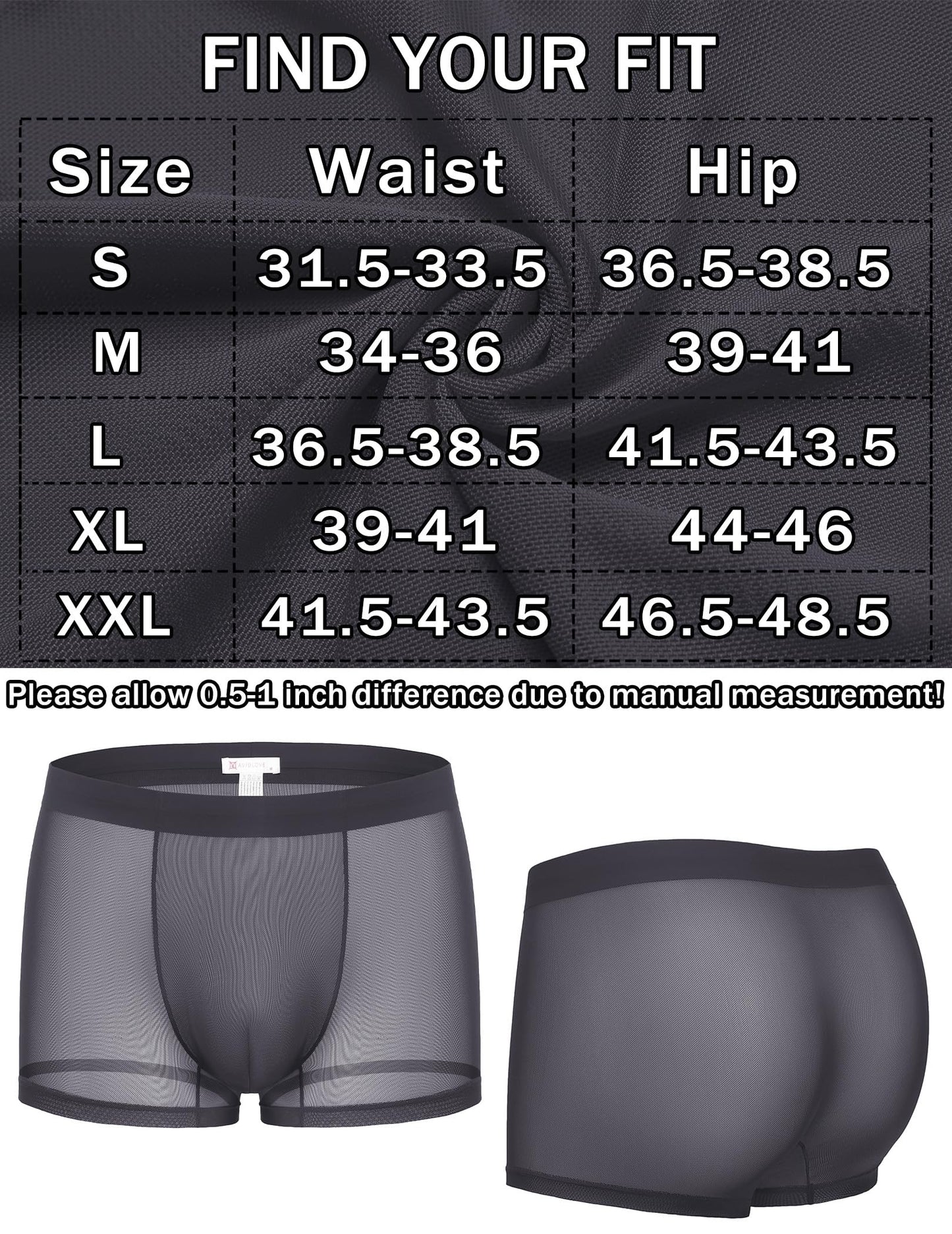 Avidlove Mens Underwear Trunk Breathable Mesh Boxer Briefs Sexy Lingerie Boxer Shorts for Men Grey XL