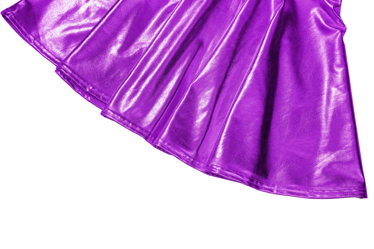 Sissy Shiny Metallic Wet Look Flared Mini Skirt