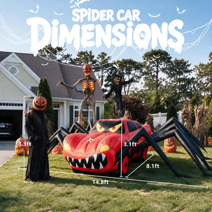 14.8 FT Giant Halloween Inflatables Spider Car Outdoor Decorations