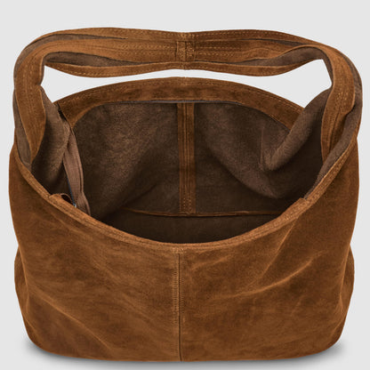 Italian Genuine Suede Hobo Handbag for Women, Large Slouchy (Mocha)