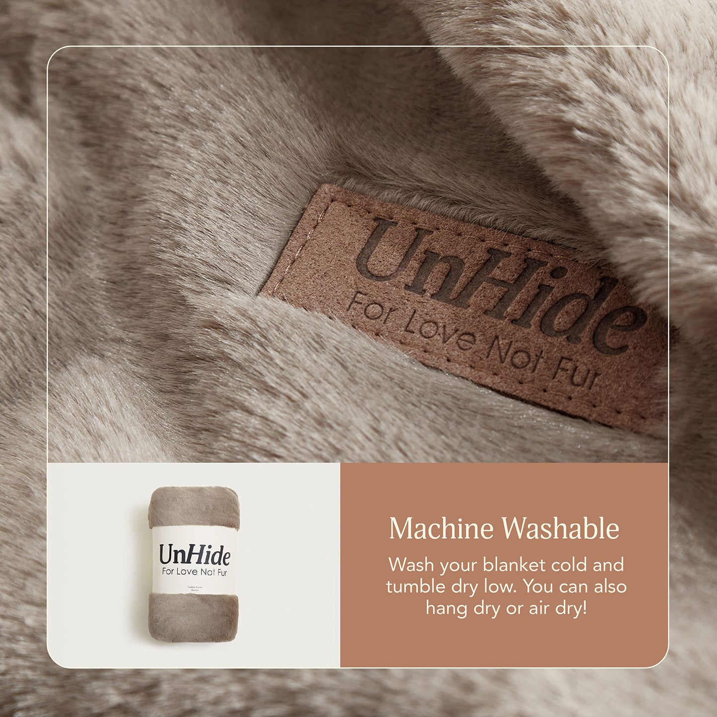 UnHide Cuddle Puddle - Faux Fur Blanket - Oversized, Lightweight, Extra Soft Blanket - Machine Washable - Add a Layer of Softness to Any Bed or Couch - 100” x 100” - Taupe Ducky