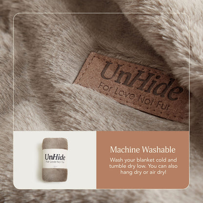 UnHide Cuddle Puddle - Faux Fur Blanket - Oversized, Lightweight, Extra Soft Blanket - Machine Washable - Add a Layer of Softness to Any Bed or Couch - 100” x 100” - Taupe Ducky