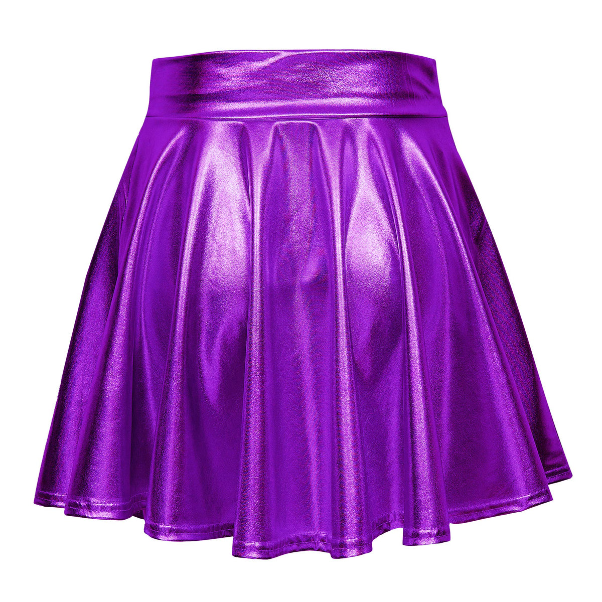 Sissy Shiny Metallic Wet Look Flared Mini Skirt