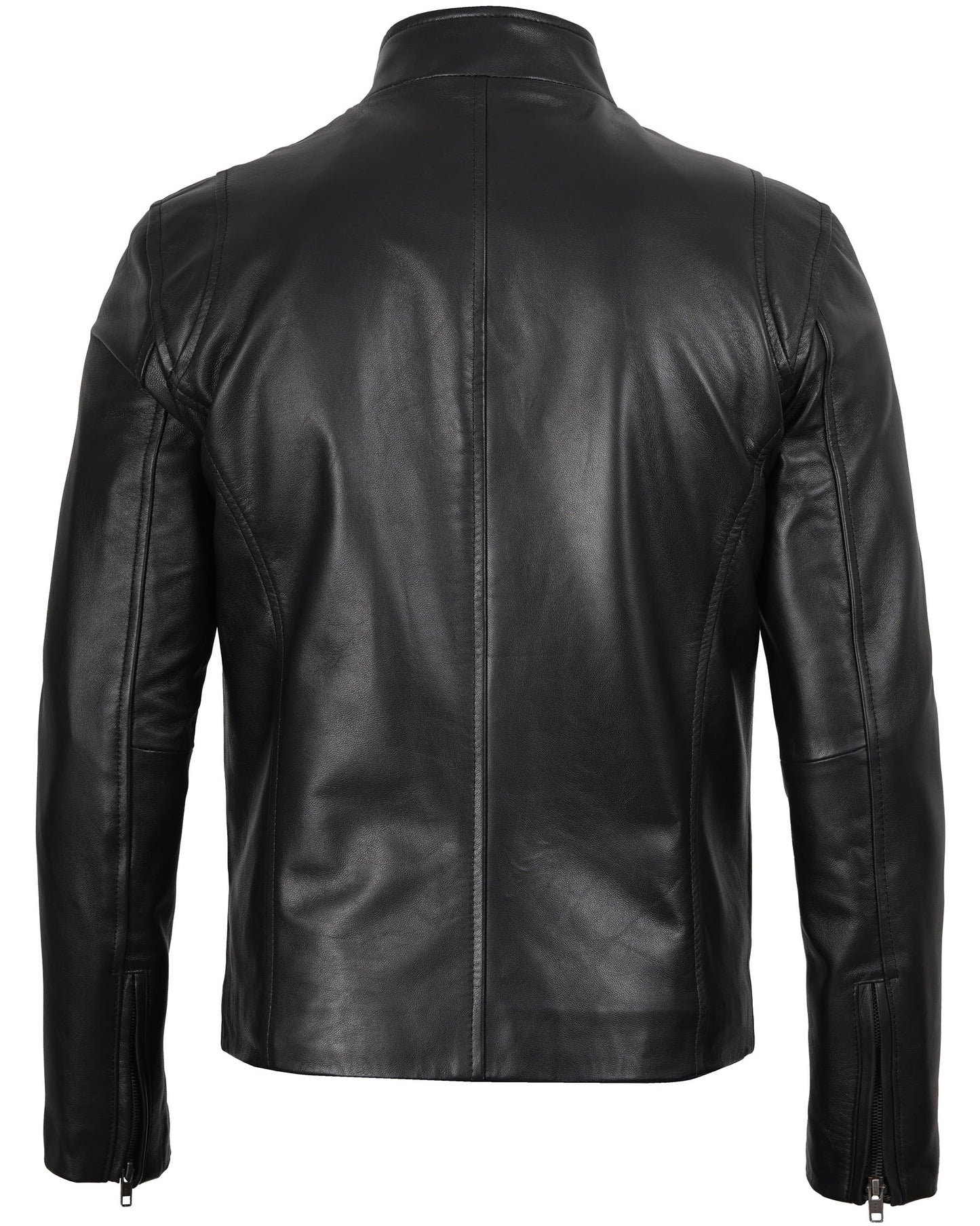 fjackets Leather Black Jacket Men - Real Lambskin Clinton Black Leather Jackets For Men's | [1100446] 2XL