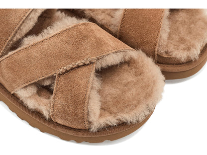 UGG Women's Greenport Cross Strap Slide Slipper, Chestnut, 7