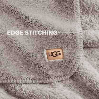 UGG Plush Cal King/King Blanket for Bed, Fleece Cozy Soft Blanket, Luxury Warm Extra Large Throw for Couch, Washable Hypoallergenic Bedding Essentials, 110" x 90", Seal Grey (Whitecap)