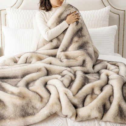 BATTILO Luxury Large Faux Fur Throw Blanket for Couch, 60"x80", Thick