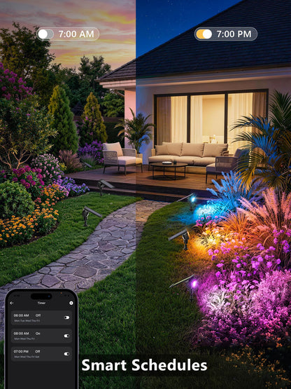 Smart Solar Spot Lights Halloween, Outdoor Yard RGBCW Spotlight