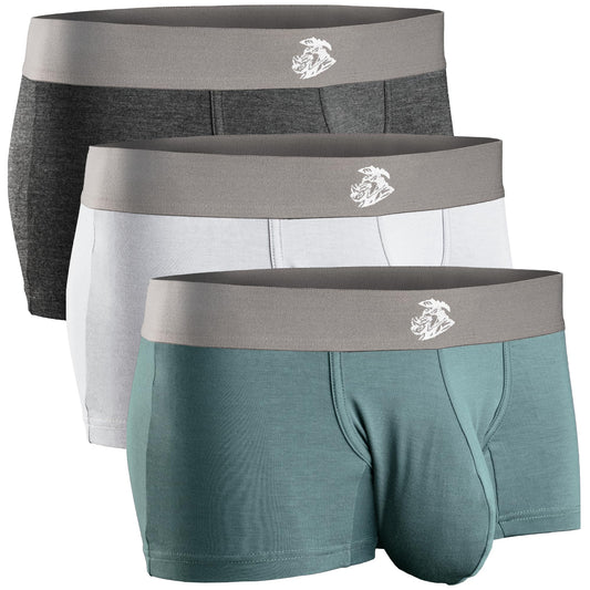 Real Men 3in Modal Boxer Briefs D Pouch Lrg 3pk SltGry/DrkHthrGry/Wht Mens Sexy Bulge Enhancing Underwear Boxer Briefs Short Leg Warmest Underwear For Men