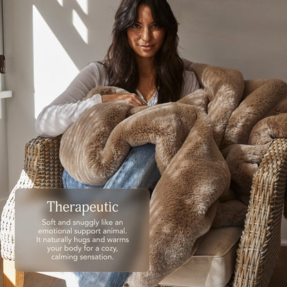 UnHide Marshmallow - Faux Fur Blanket - Heavy Weight, Extra Soft Blanket - Made from Recycled Materials - Machine Washable - Large (90" x 108") - Beige Bear