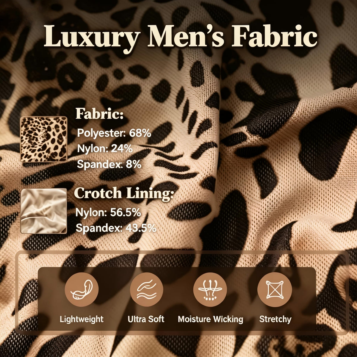 BSZN Men's Caged Beast Briefs, Classic Leopard Print
