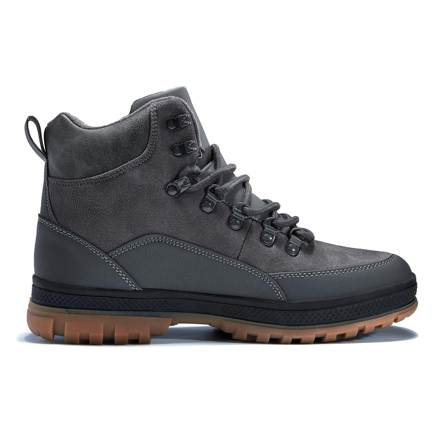 Wondamo Men's Snow Boots Lightweight Waterproof Winter Boots Fur Lined Anti-slip Cold Weather Shoes, Dark Grey, 13 US Men