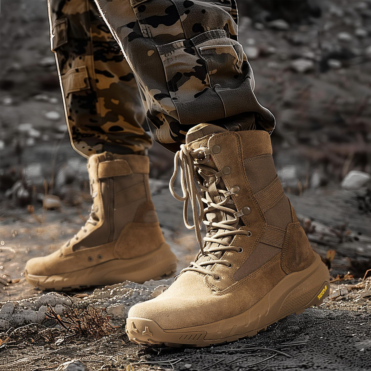 NORTIV 8 Men's Breathable Tactical Military Work Boots,Coyote,10