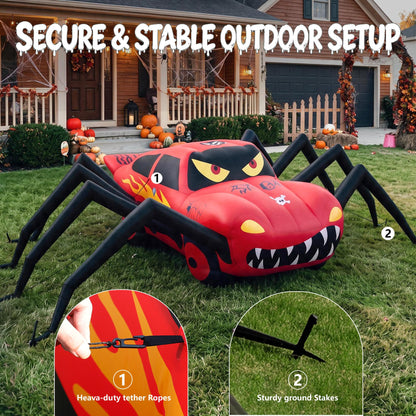 14.8 FT Giant Halloween Inflatables Spider Car Outdoor Decorations
