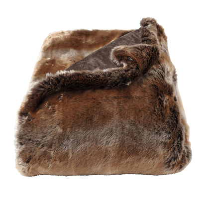 Faux Fur Throw - Luxurious, Hypoallergenic Premium Zobel Faux Marten Sable Fur Blanket with Plush Mink Back and Gift Box, 60x70” by Bedford Home (Amber Brown)