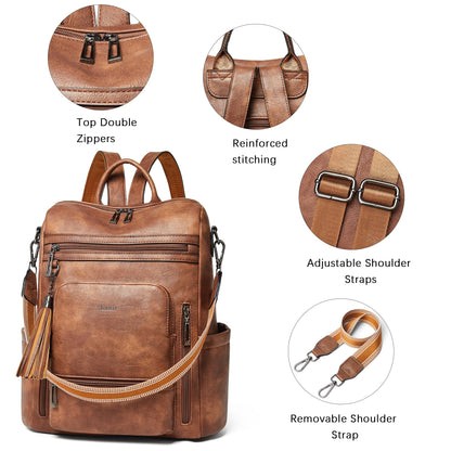 Vegan Leather Laptop Backpack for Women 15.6 inch Work Backpack Fashion Travel Backpack Purse for Travel College Work