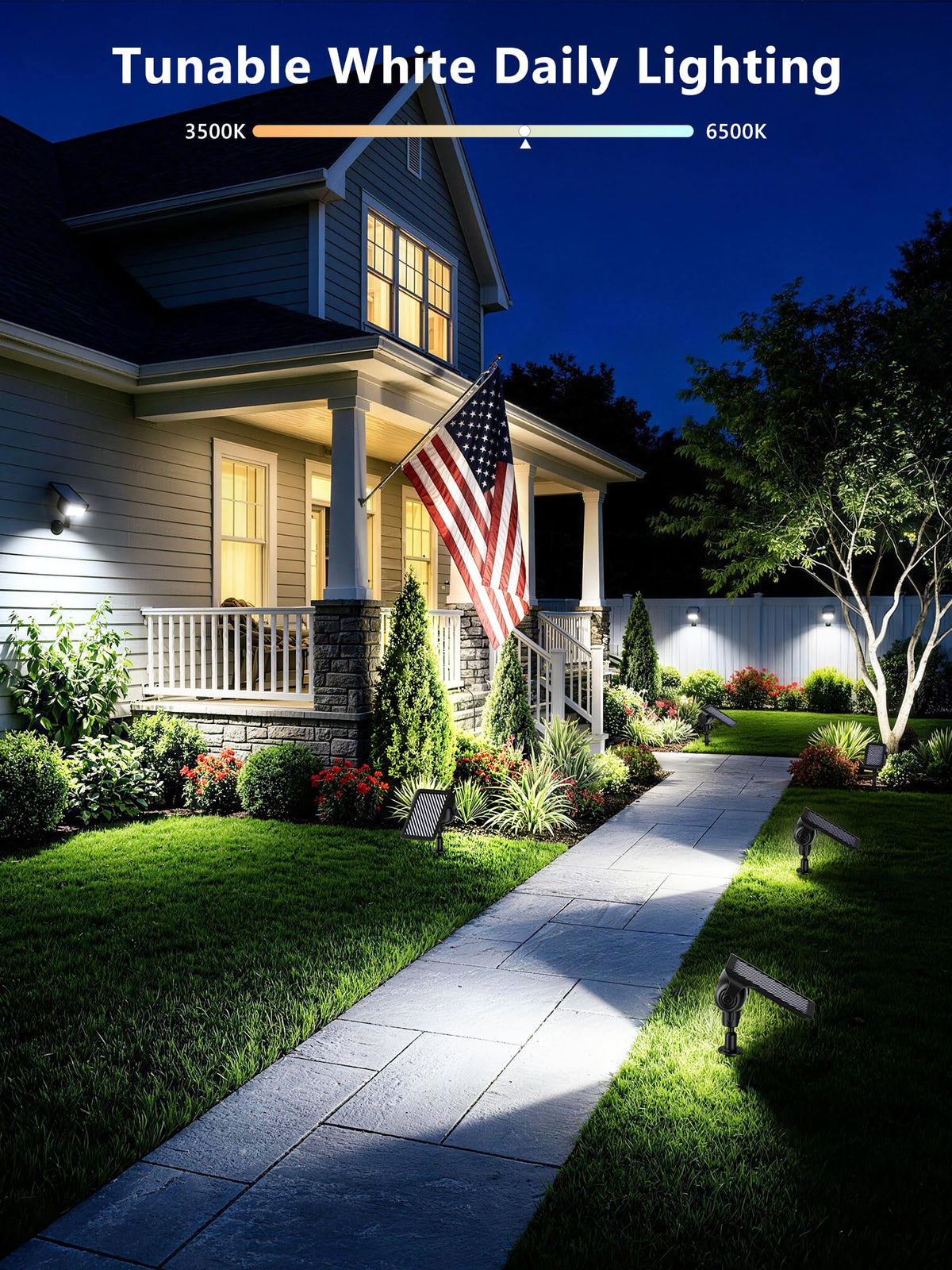 Smart Solar Spot Lights Halloween, Outdoor Yard RGBCW Spotlight