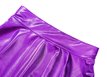 Sissy Shiny Metallic Wet Look Flared Mini Skirt