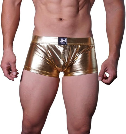 JOCKMAIL Mens Boxer Briefs Men's Underwear Liquid Metallic Hot Body Boxer Swimsuit for Stage Performance and Party Wear (US, Alpha, X-Large, Regular, Regular, Rainbow)