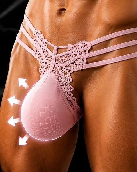 Men's Butterfly Lace Thong Underwear Sissy G-String Strappy Bikini Briefs