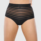Slimming lace stripe high-waisted thong panty